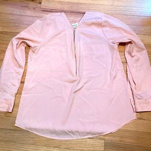 NEW women’s Calvin Klein Peach blush half zip blouse size L large- NWT